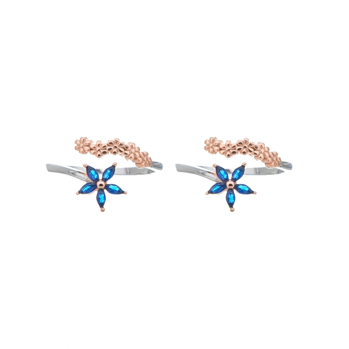925 Silver Blue Breeze Toe Rings (Pack of 2) - 925 sterling silver ring by Tassya Silver