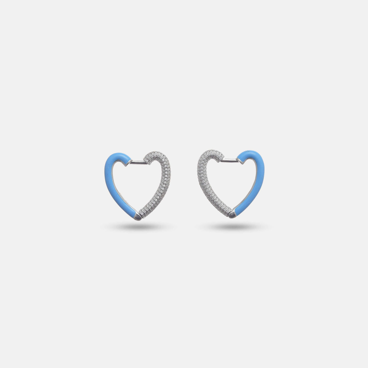 925 Silver Blue Crush Heart Hoop Earrings - 925 sterling silver earrings by Tassya Silver