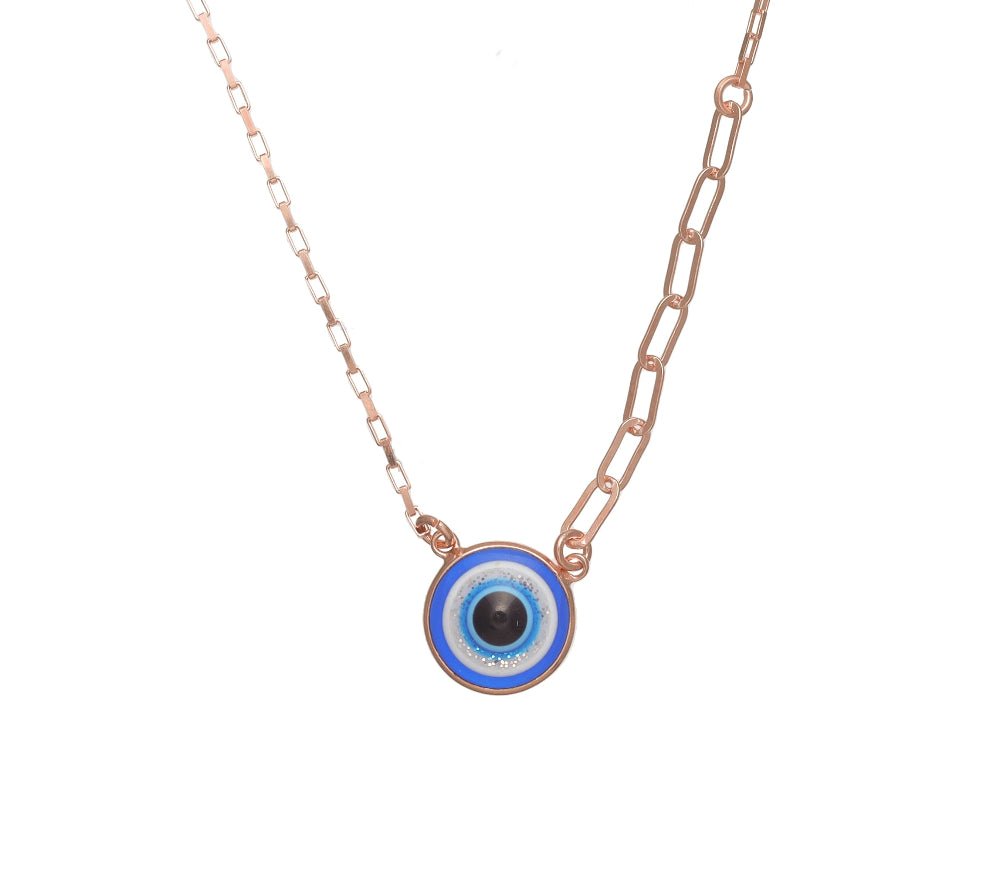 925 Silver Blue Evil Eye Chain Pendant - 925 sterling silver pendant by Tassya Silver