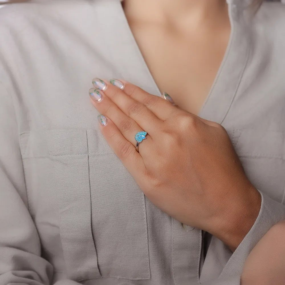 925 Silver Blue Peacock Charm Ring - 925 sterling silver ring by Tassya Silver
