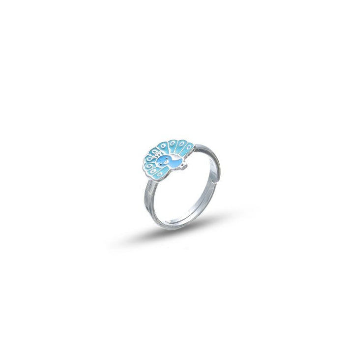 925 Silver Blue Peacock Charm Ring - 925 sterling silver ring by Tassya Silver
