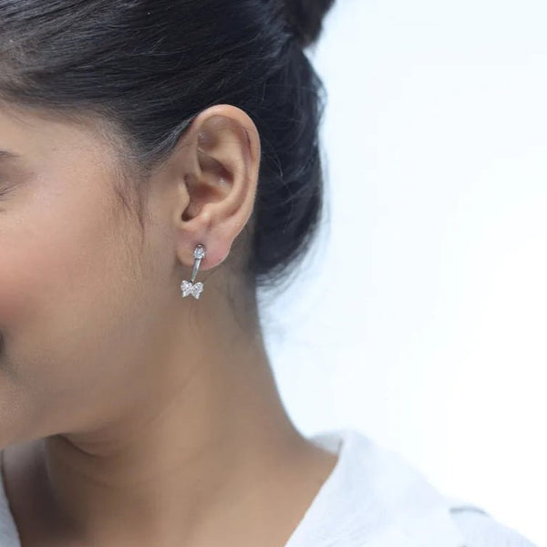 925 Silver Bow Sparkle Earrings