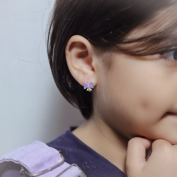 925 Silver Candy Bow Baby Hoop Earrings