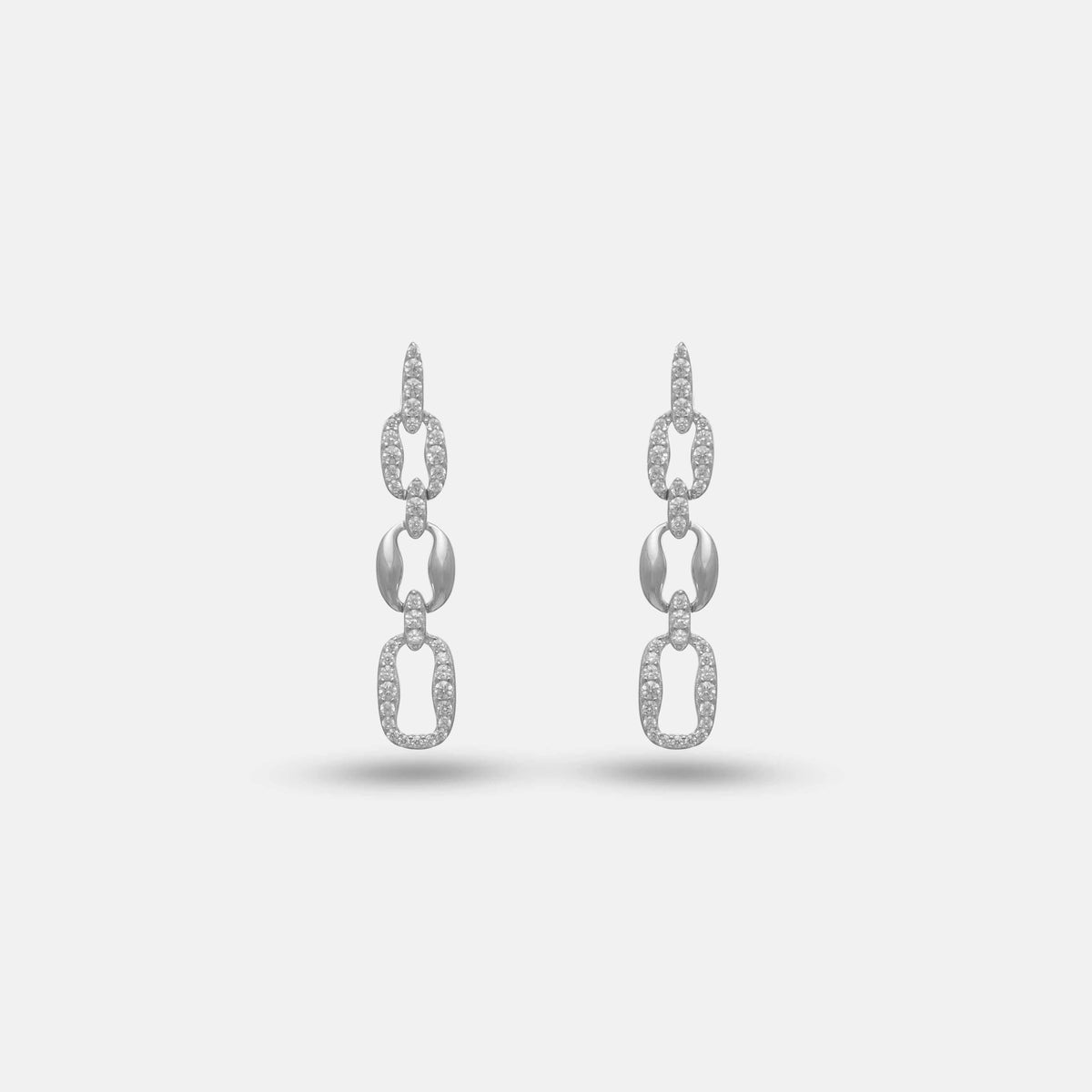 925 Silver Celeste Link Drop Hoop Earrings - 925 sterling silver earrings by Tassya Silver