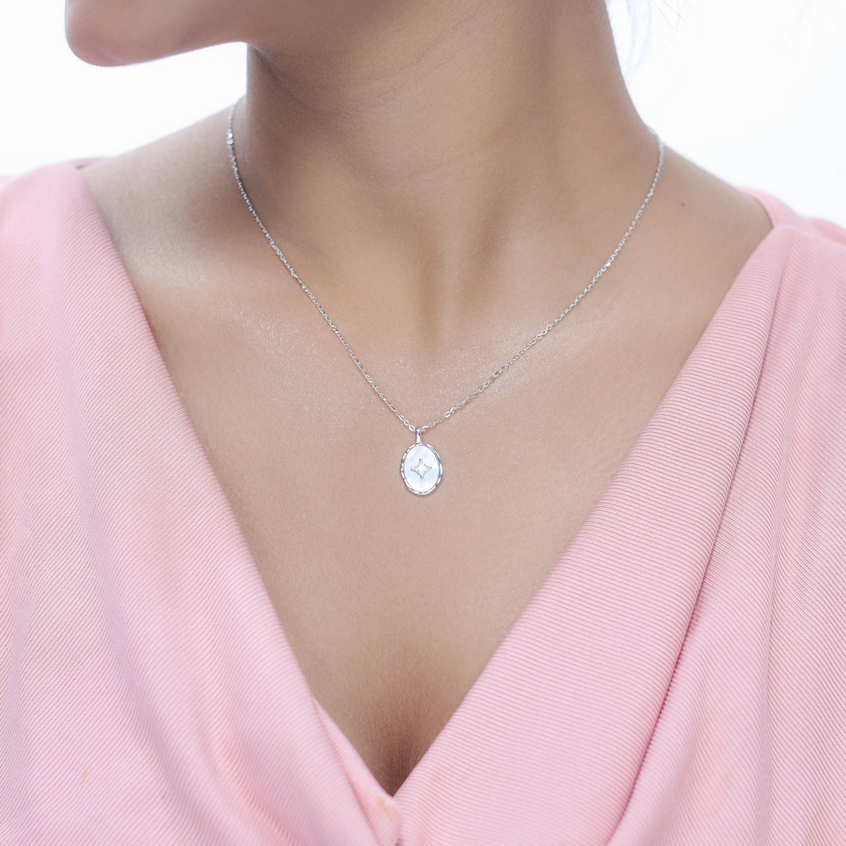 925 Silver Celestial Reflection Chain Pendant - 925 sterling silver pendant by Tassya Silver