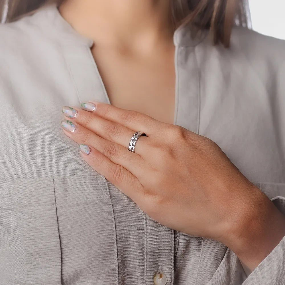 925 Silver Classic Diamond-Cut Silver Band - 925 sterling silver ring by Tassya Silver