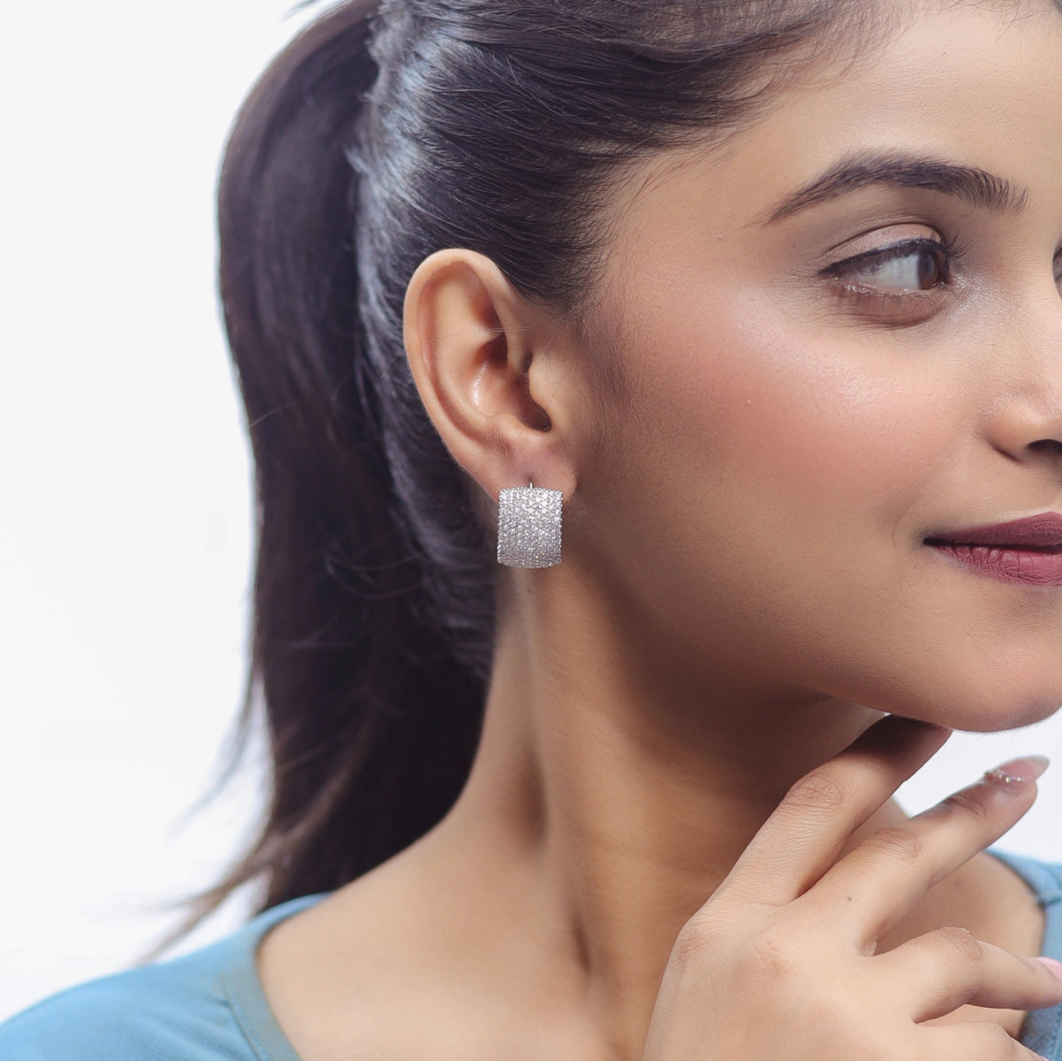 925 Silver Couture Gleam Hoop Earrings - 925 sterling silver earrings by Tassya Silver