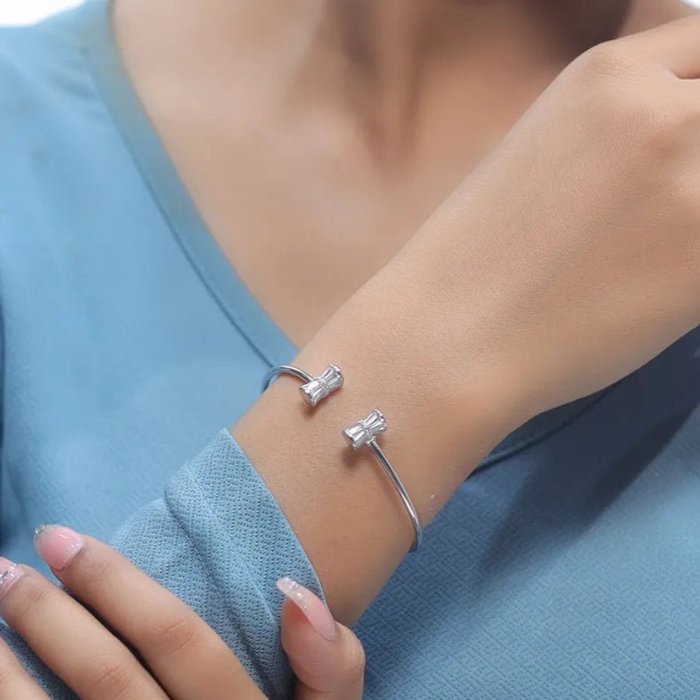 925 Silver Crystal Hourglass Kada - 925 sterling silver bracelet by Tassya Silver