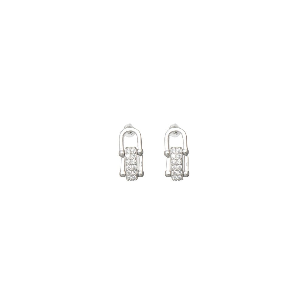 925 Silver Crystal Link Baby Studs - 925 sterling silver earrings by Tassya Silver