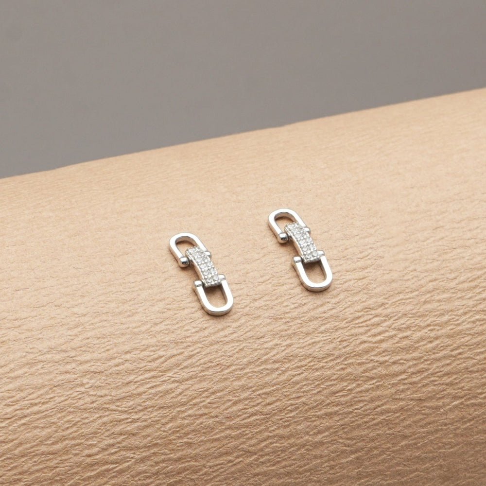 925 Silver Crystal Link Baby Studs - 925 sterling silver earrings by Tassya Silver