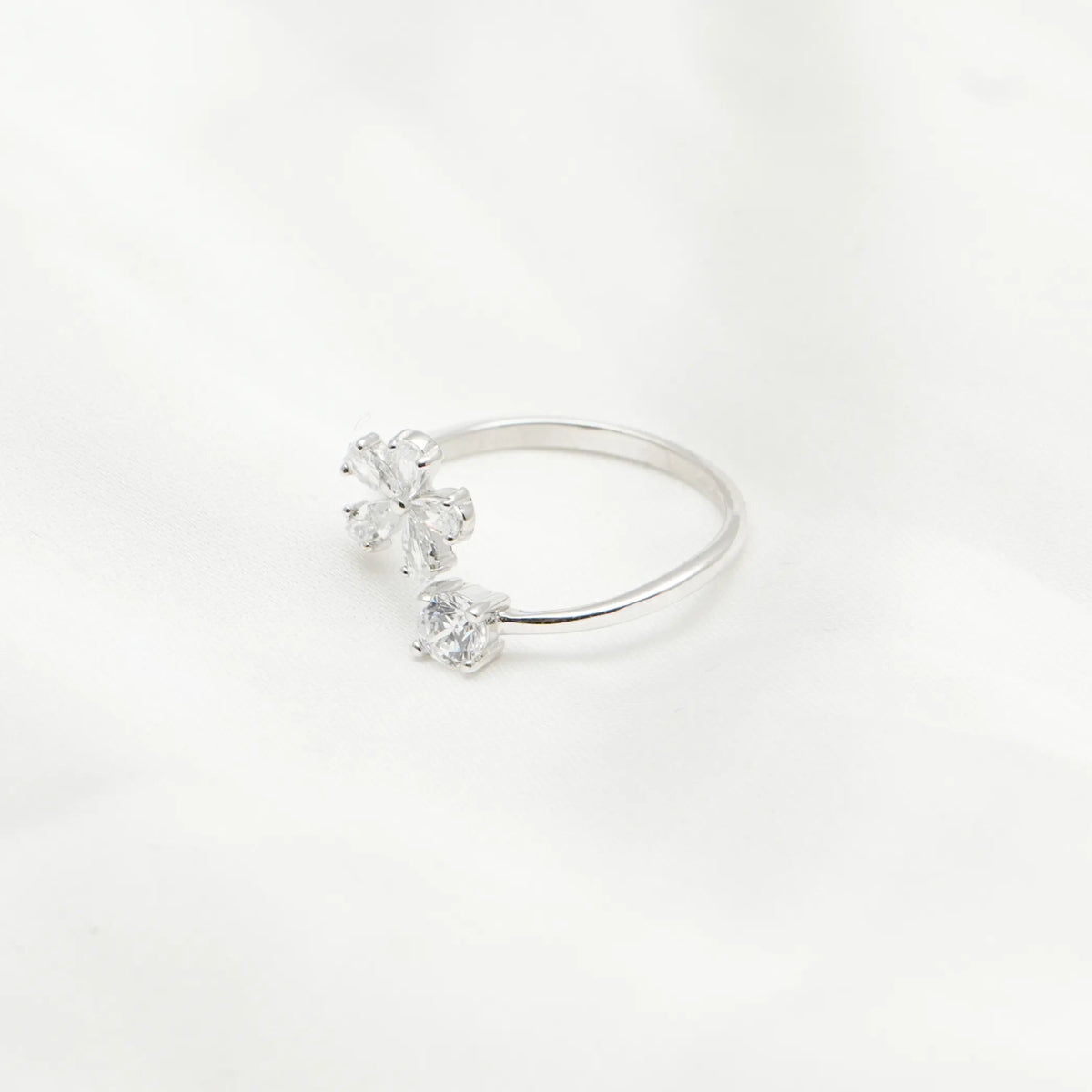 925 Silver Dual Bloom Sparkle Ring - 925 sterling silver ring by Tassya Silver