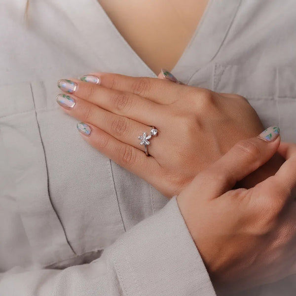925 Silver Dual Bloom Sparkle Ring