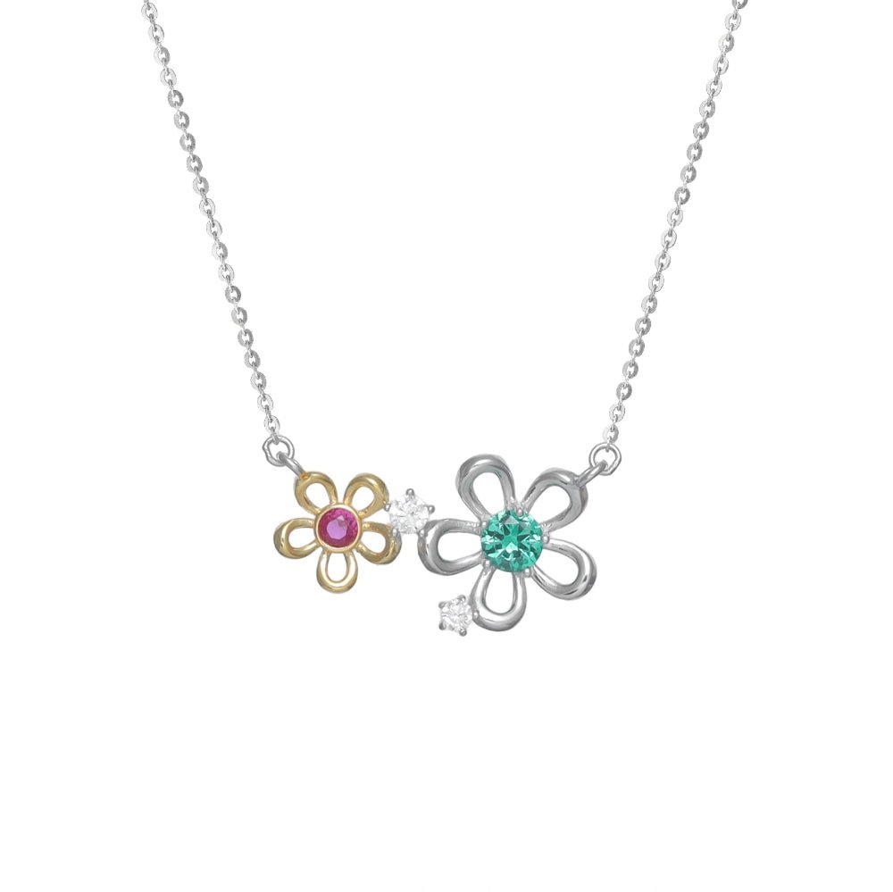 925 Silver Floral Fusion Chain Pendant - 925 sterling silver pendant by Tassya Silver