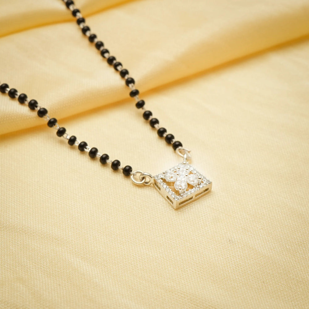 925 Silver Floral Square Mangalsutra - 925 sterling silver mangalsutra by Tassya Silver