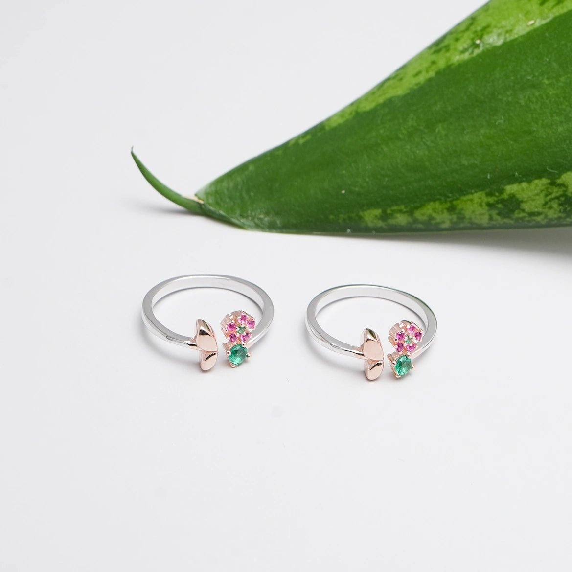 925 Silver Garden Grace Toe Rings (Pack of 2) - 925 sterling silver ring by Tassya Silver