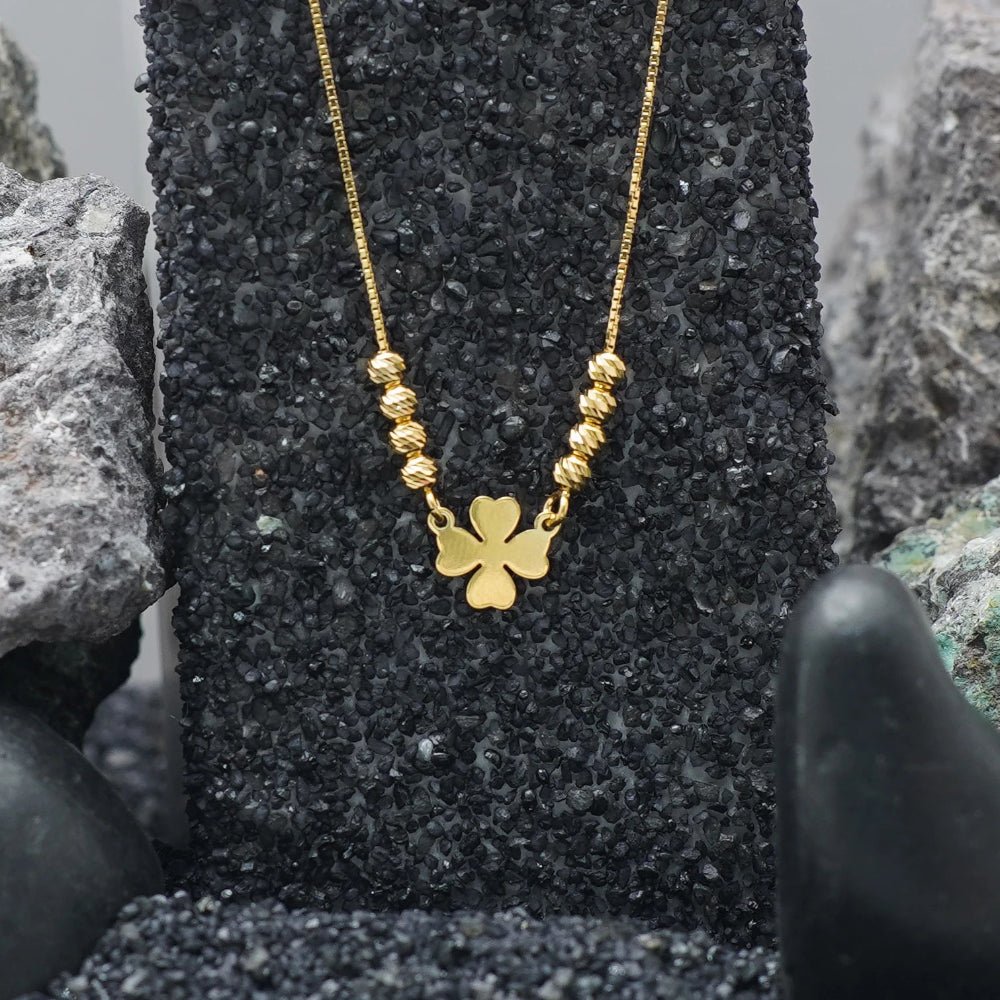 925 Silver Golden Clover Chain Pendant - 925 sterling silver pendant by Tassya Silver