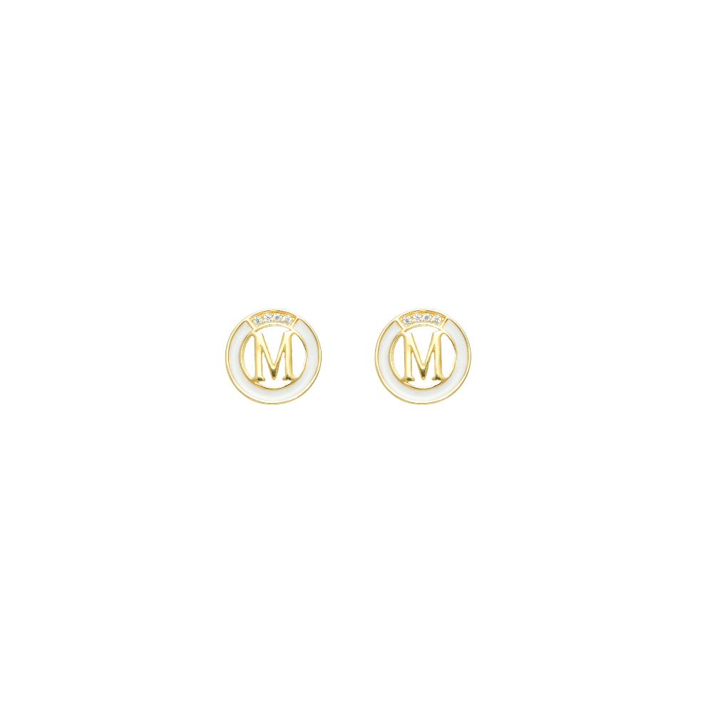 925 Silver Golden Initial M Studs for Baby - 925 sterling silver earrings by Tassya Silver