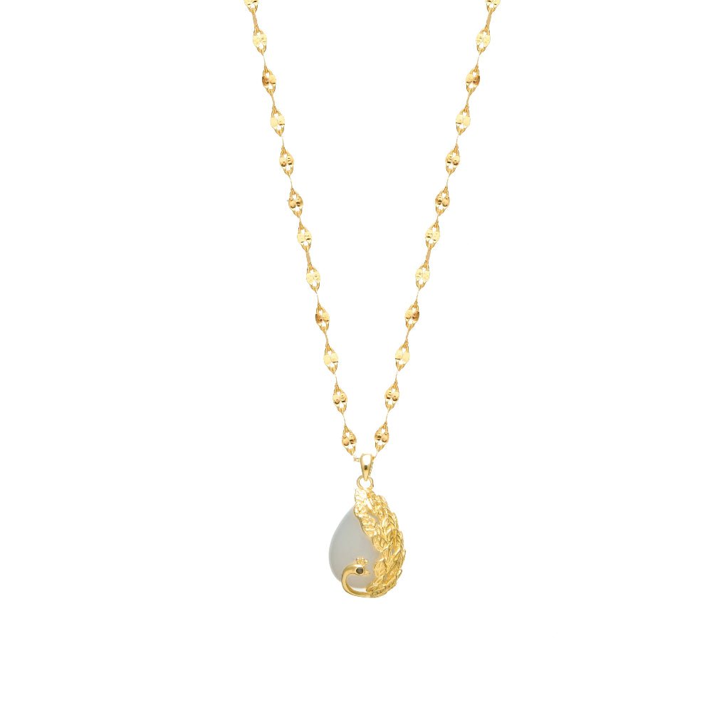 925 Silver Golden Leaf Embrace Chain Pendant - 925 sterling silver pendant by Tassya Silver