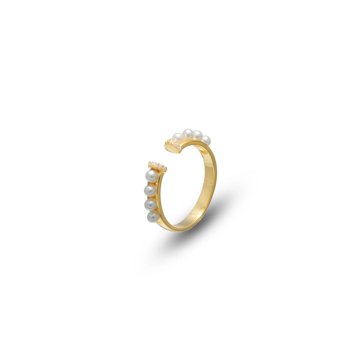 925 Golden Pearl Embrace Ring - 925 sterling silver ring by Tassya Silver