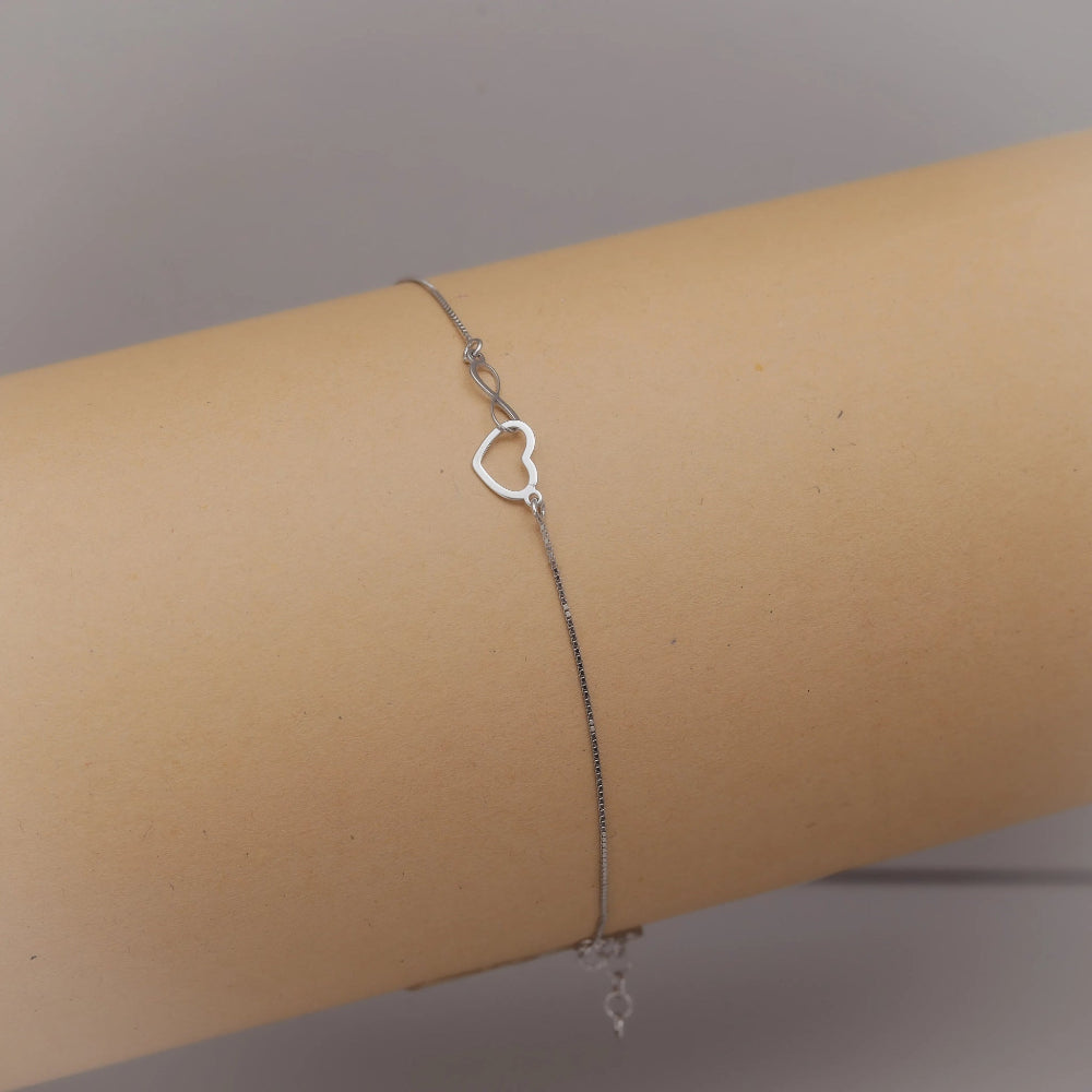 925 Silver Heartline Infinity Bracelet - 925 sterling silver bracelet by Tassya Silver