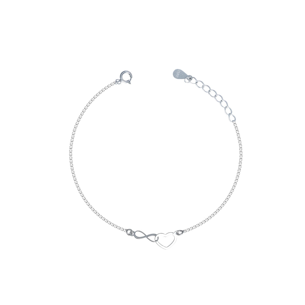 925 Silver Heartline Infinity Bracelet - 925 sterling silver bracelet by Tassya Silver
