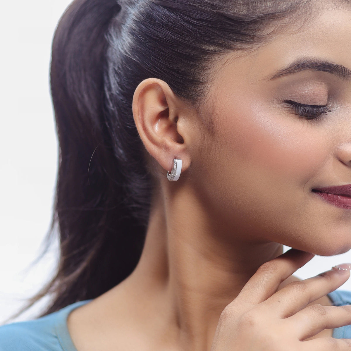 925 Silver Ivory Crest Hoop Earrings - 925 sterling silver earrings by Tassya Silver