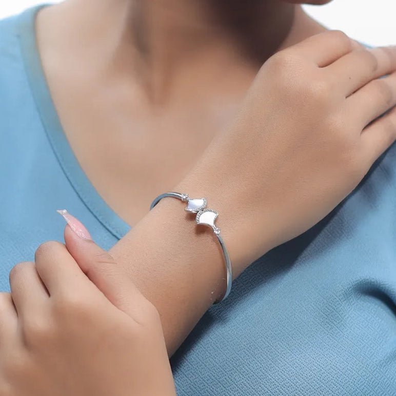 925 Silver Ivory Embrace Kada - 925 sterling silver bracelet by Tassya Silver