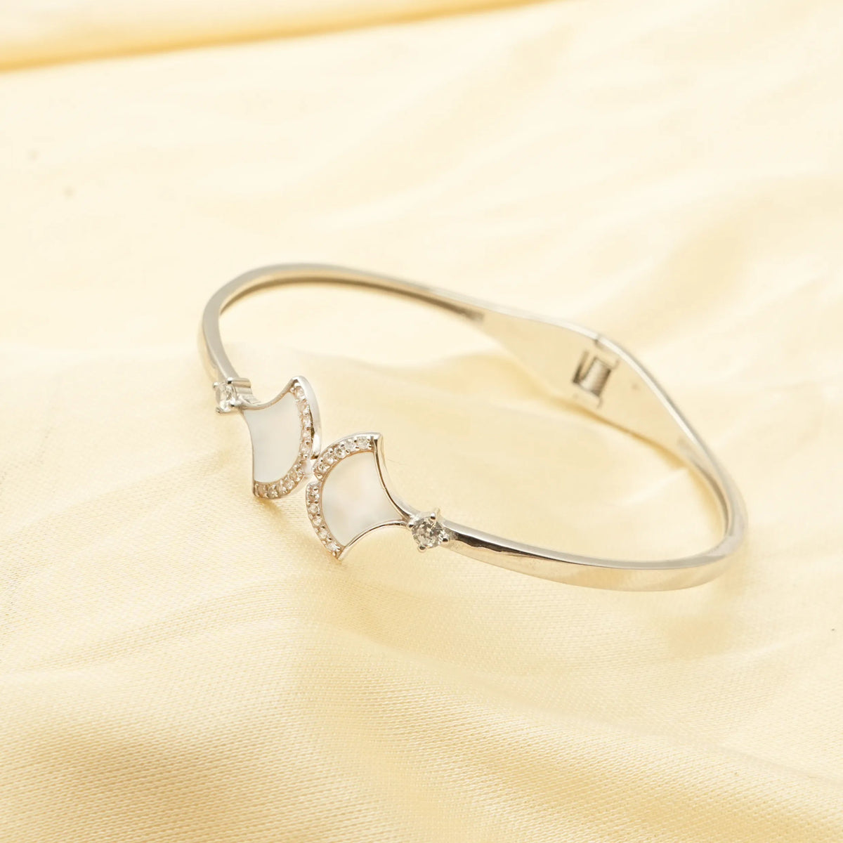 925 Silver Ivory Embrace Kada - 925 sterling silver bracelet by Tassya Silver