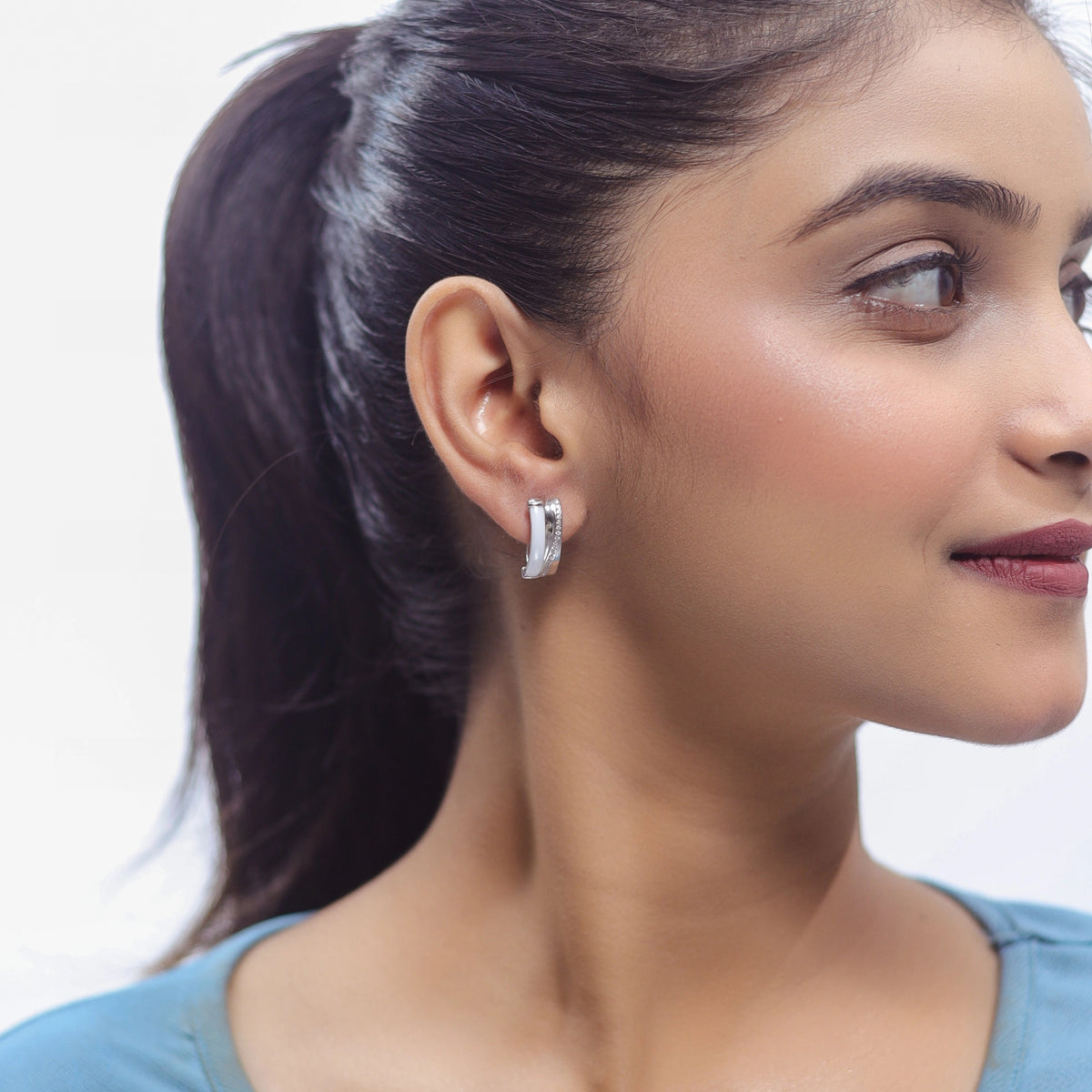 925 Silver Ivory Grace Hoop Earrings - 925 sterling silver earrings by Tassya Silver