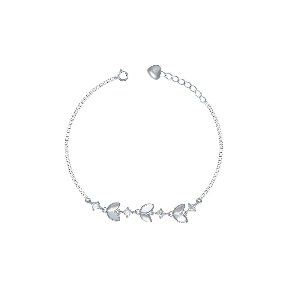 925 Silver Leafy Elegance Bracelet - 925 sterling silver bracelet by Tassya Silver