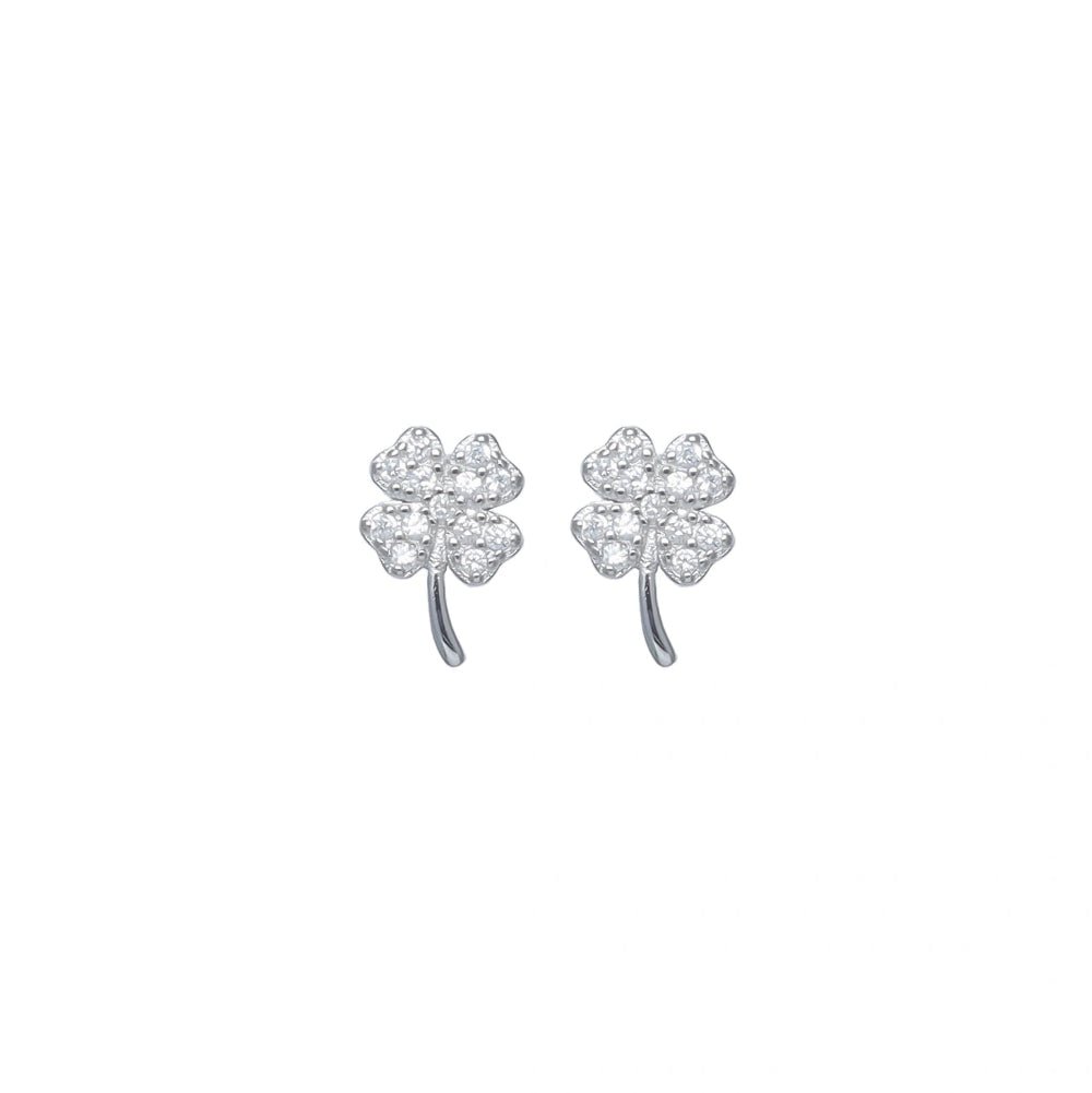 925 Silver Lucky Clover Earrings for Baby - 925 sterling silver earrings by Tassya Silver