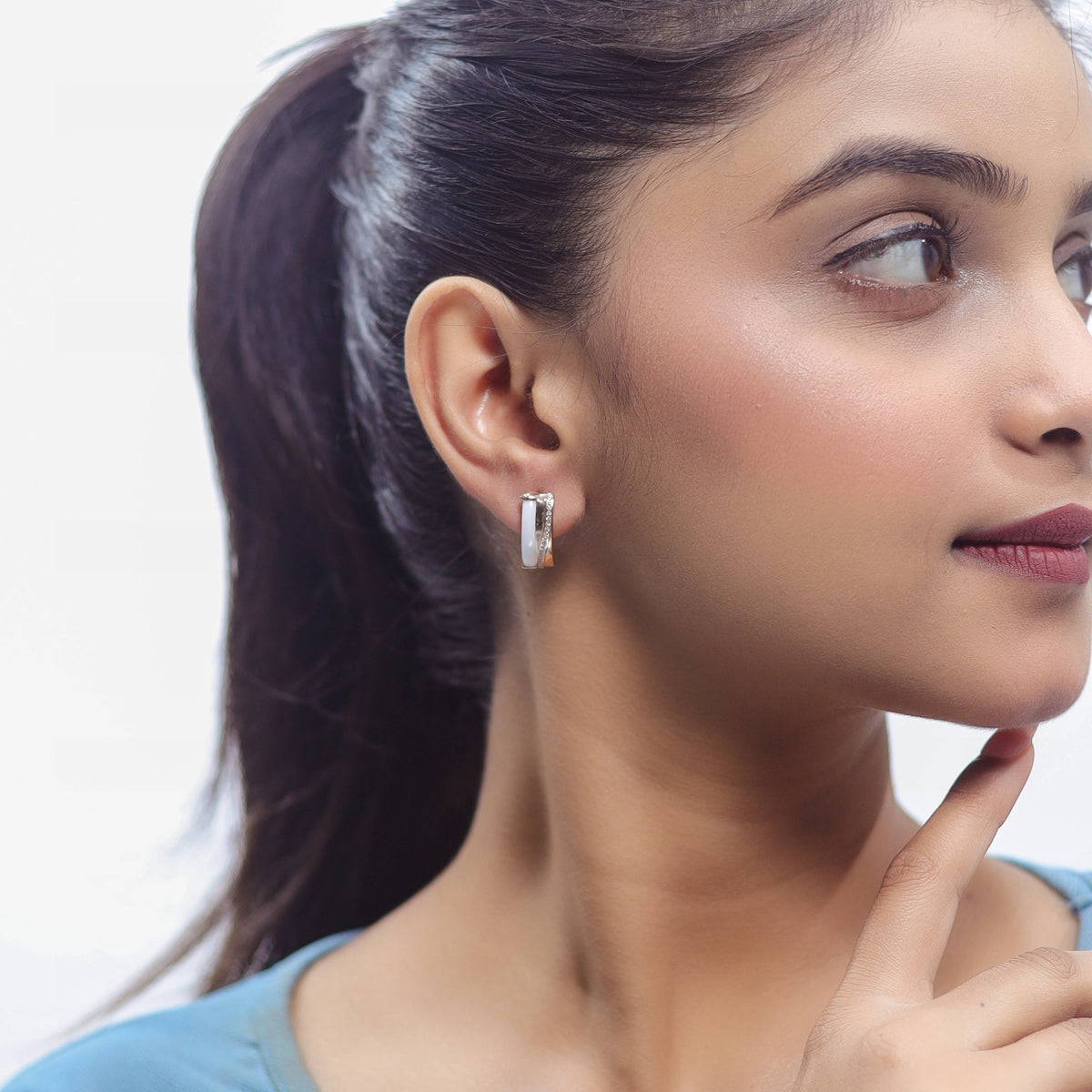 925 Silver Luxe Ivory Hoops - 925 sterling silver earrings by Tassya Silver