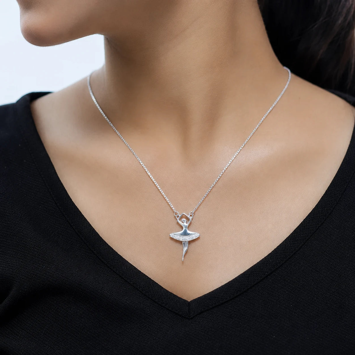 925 Silver Ballerina Sparkle Chain Pendant