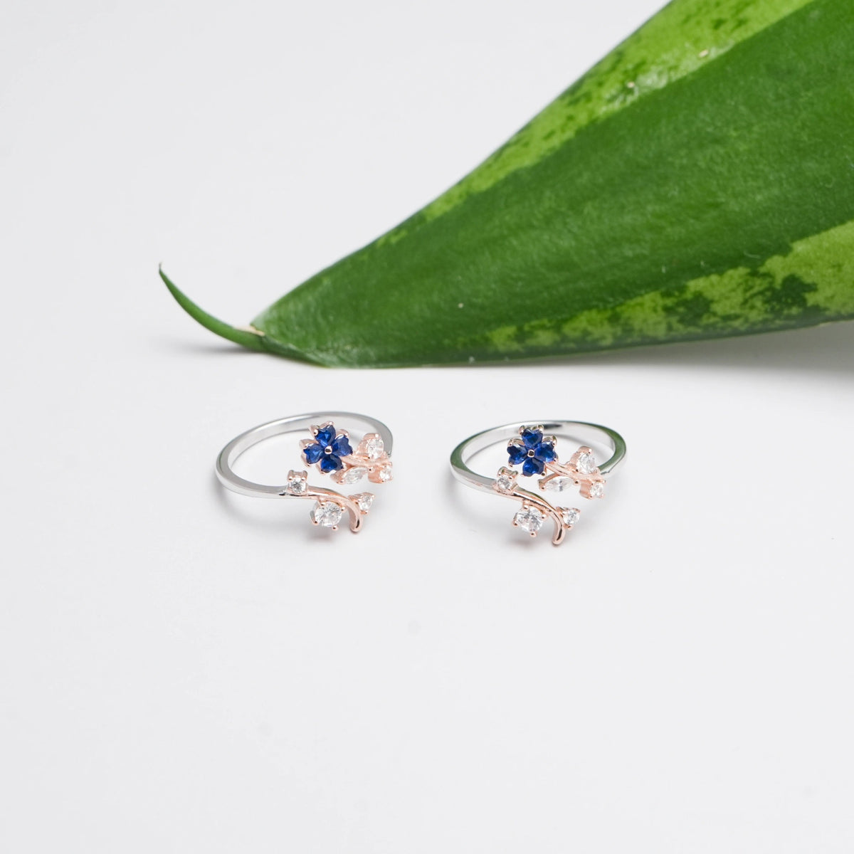 925 Silver Midnight Bloom Floral Toe Ring - 925 sterling silver ring by Tassya Silver