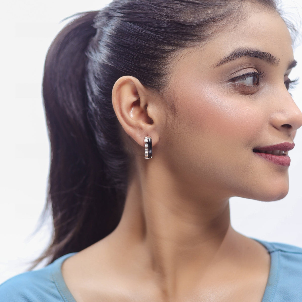 925 Silver Midnight Crown Hoop Earrings - 925 sterling silver earrings by Tassya Silver