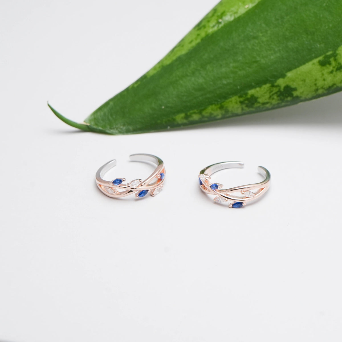 925 Silver Midnight Vine Toe Rings (Pack of 2) - 925 sterling silver ring by Tassya Silver