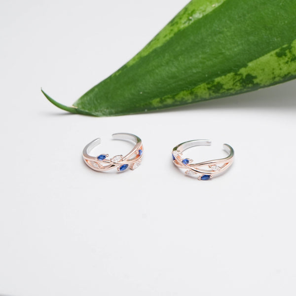 925 Silver Midnight Vine Toe Rings (Pack of 2)