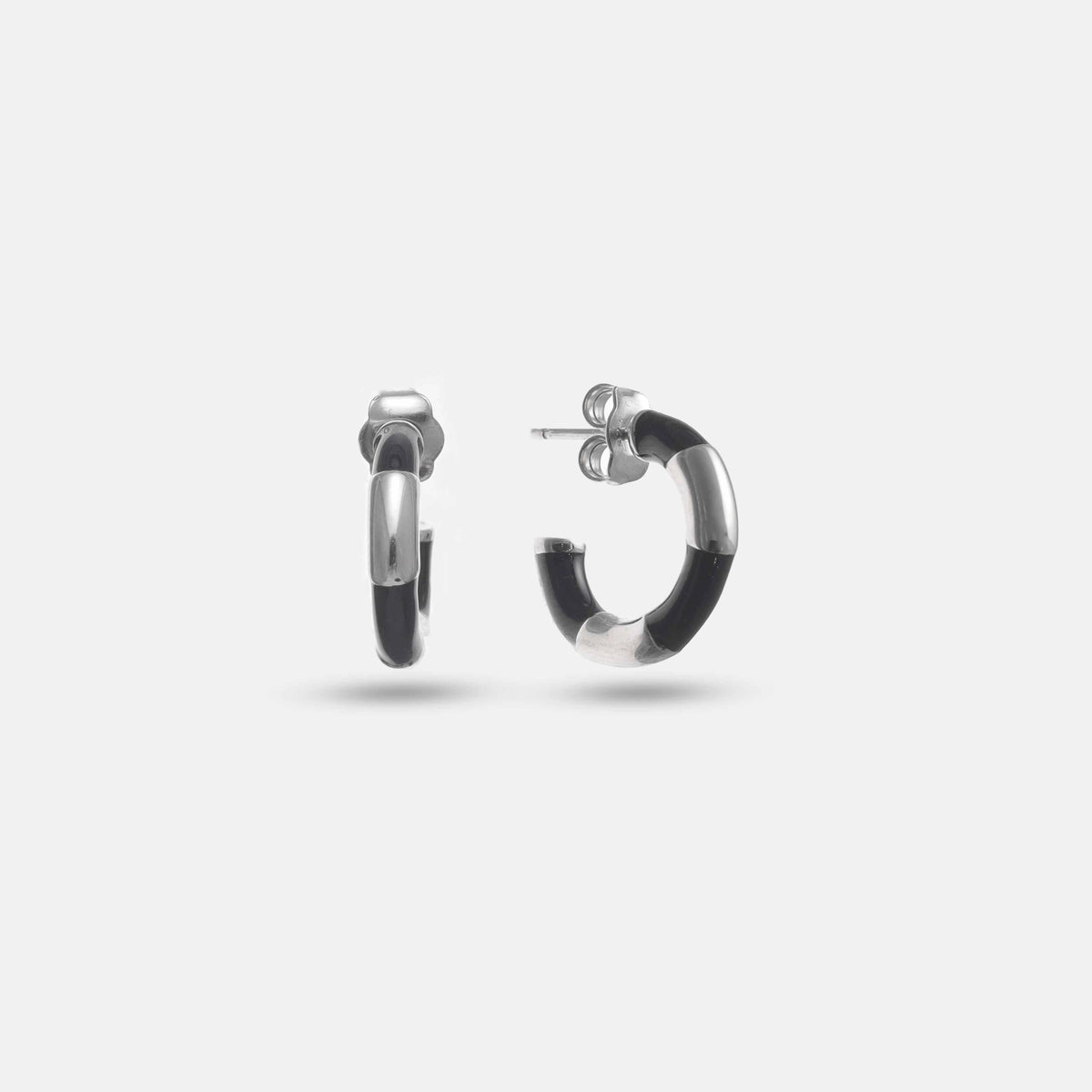 925 Silver Monochrome Muse Hoop Earrings - 925 sterling silver earrings by Tassya Silver