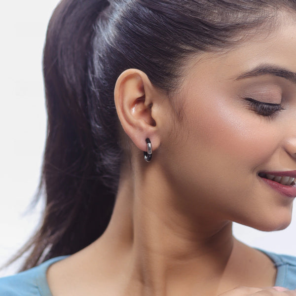 925 Silver Monochrome Muse Hoop Earrings