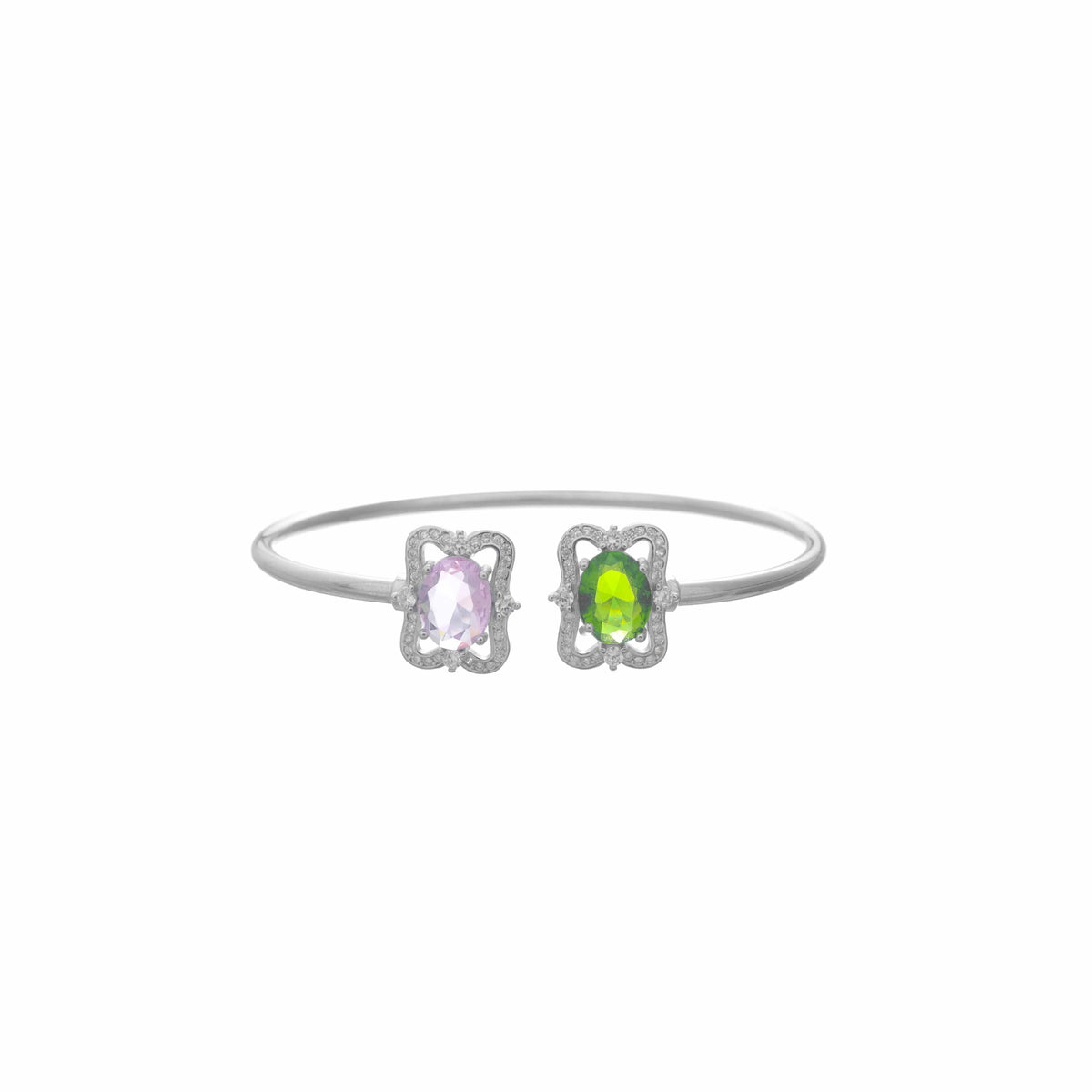 925 Silver Mystic Duo Gemstone Kada - 925 sterling silver bracelet by Tassya Silver