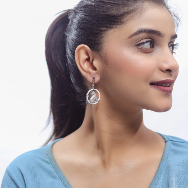 925 Silver Panthera Halo Hoop Earrings