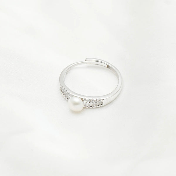 925 Silver Paved Pearl Stream Ring