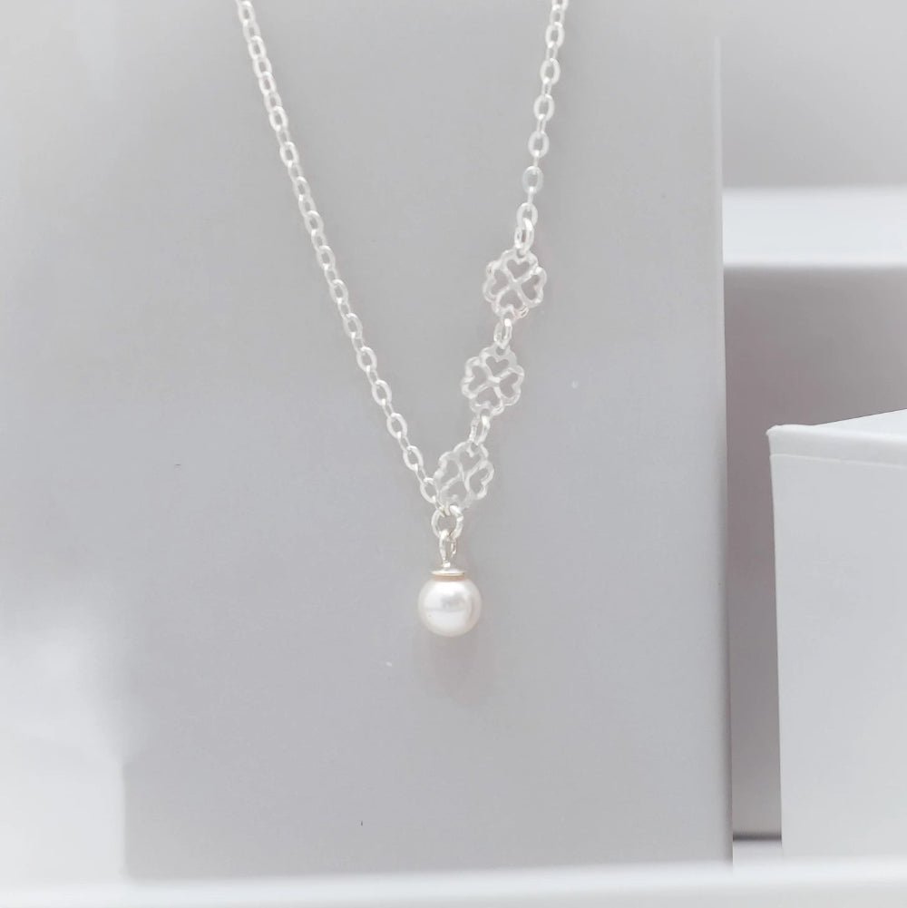925 Silver Pearl Drop Chain Pendant - 925 sterling silver pendant by Tassya Silver