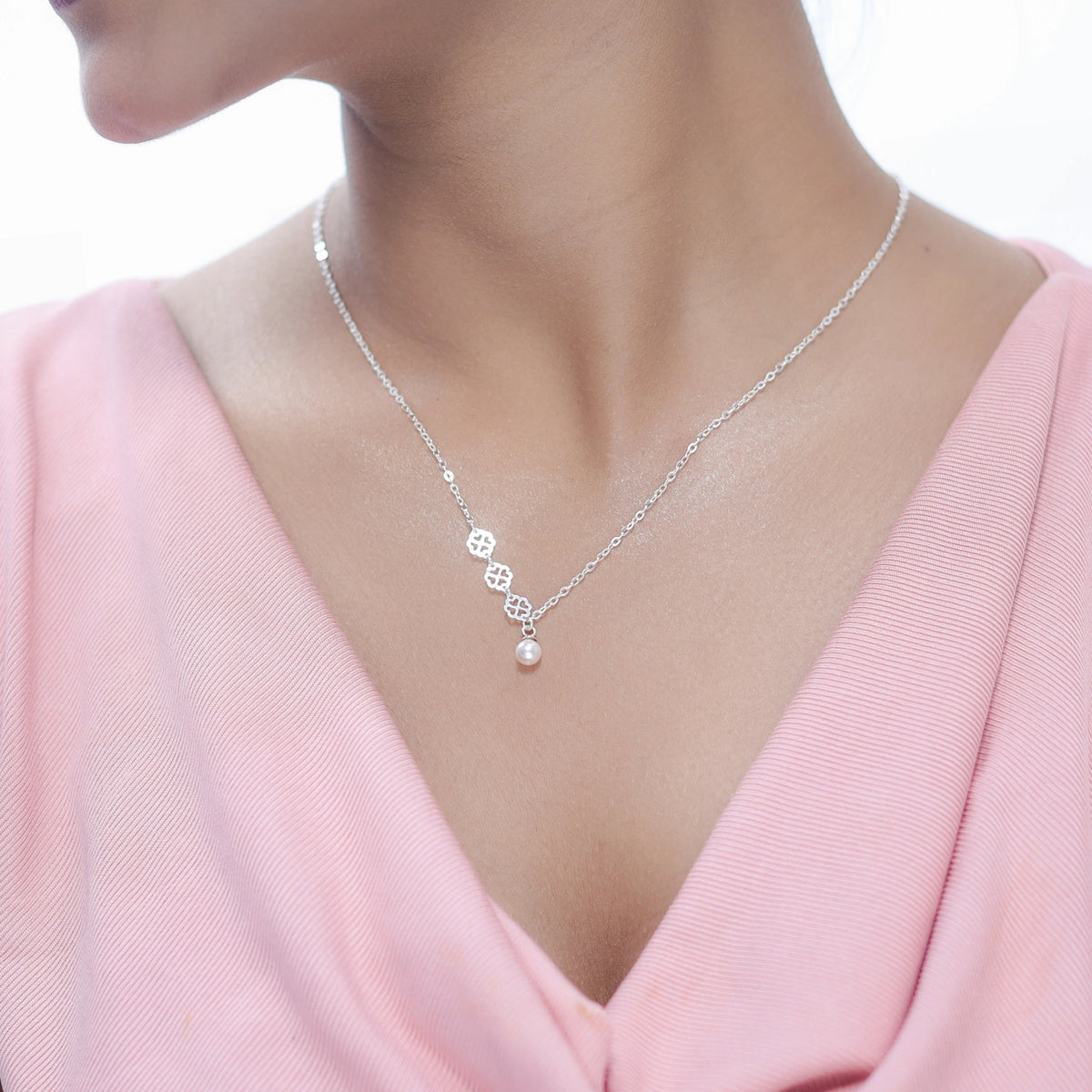 925 Silver Pearl Drop Chain Pendant - 925 sterling silver pendant by Tassya Silver