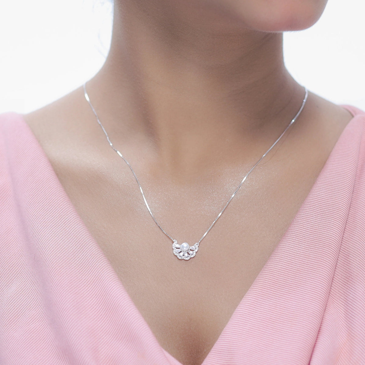 925 Silver Pearl Elegance Chain Pendant - 925 sterling silver pendant by Tassya Silver