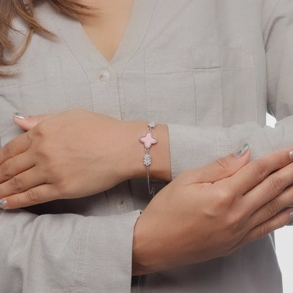 925 Silver Pink Blossom Bracelet