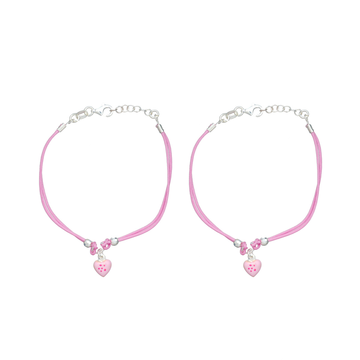 925 Silver Pink Angel Heart Bracelet - 925 sterling silver bracelet by Tassya Silver