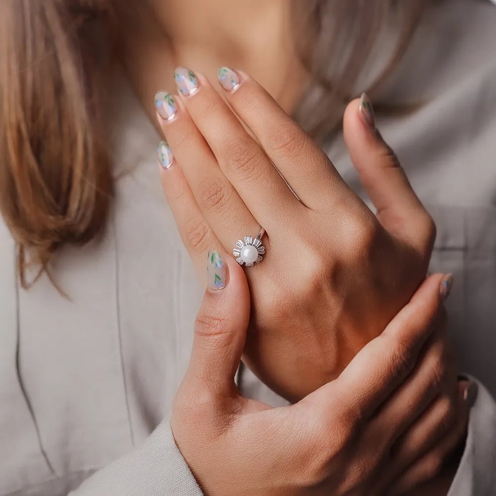 925 Silver Radiant Pearl Solstice Ring - 925 sterling silver ring by Tassya Silver