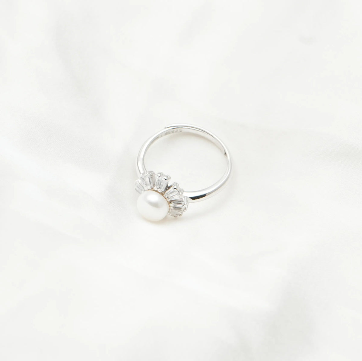 925 Silver Radiant Pearl Solstice Ring - 925 sterling silver ring by Tassya Silver