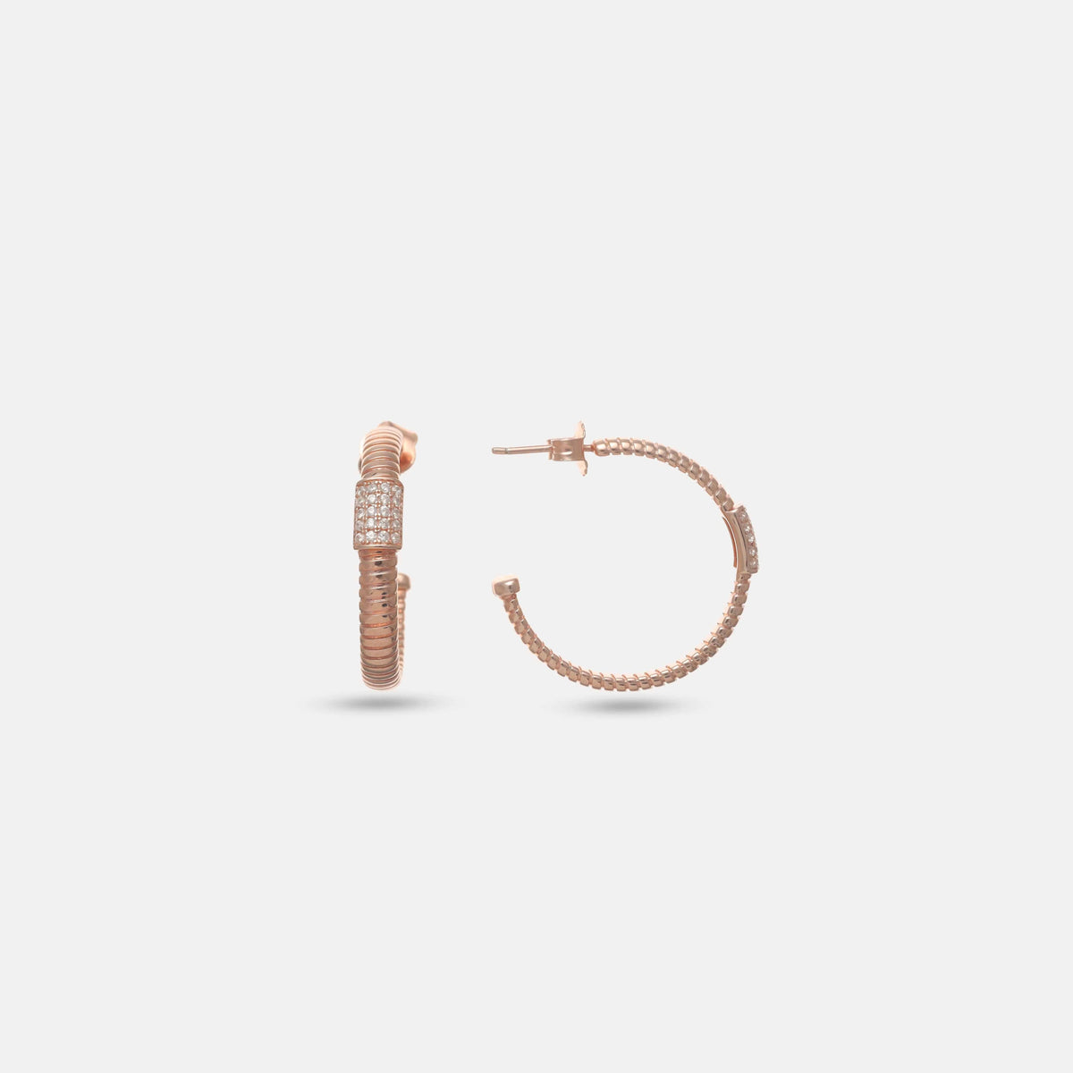 925 Silver Rosé Coil Luxe Hoop Earrings - 925 sterling silver earrings by Tassya Silver